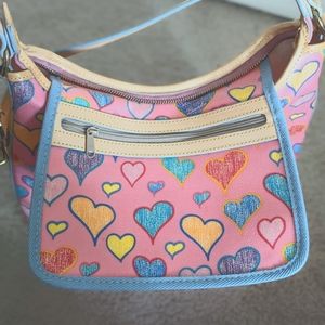 Vintage RARE pink multicolor hearts preloved Dooney & Bourke shoulder bag HTF